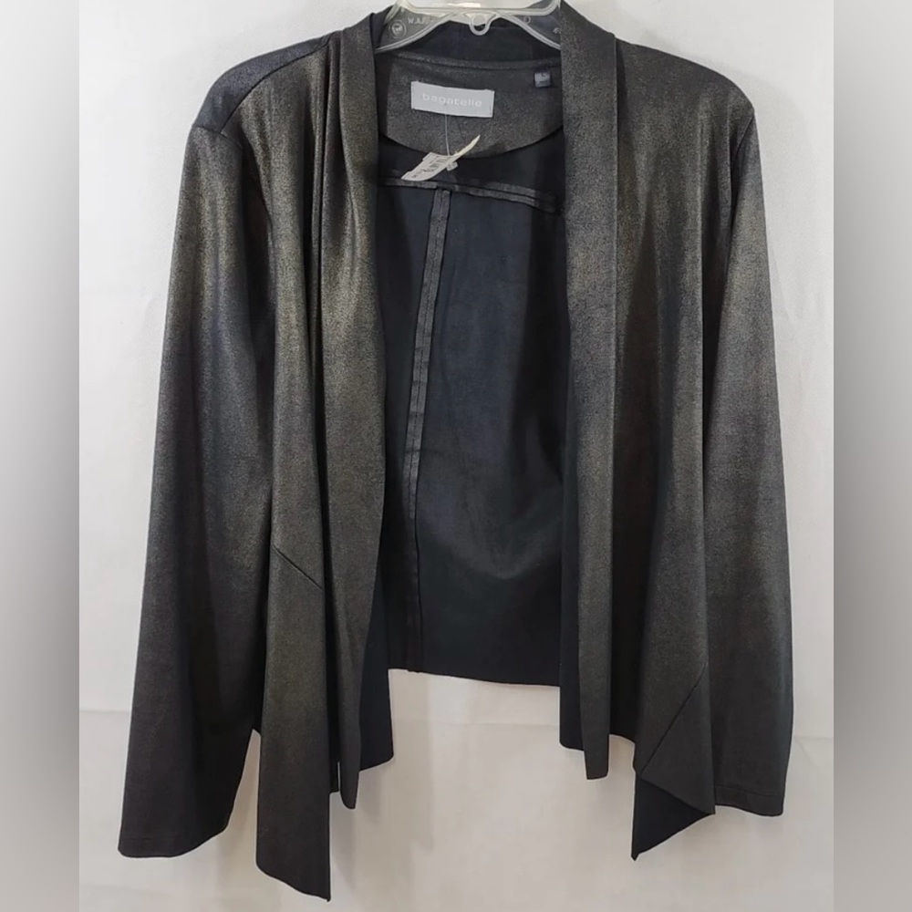 Bagatelle Black Suede Drape Front Jacket